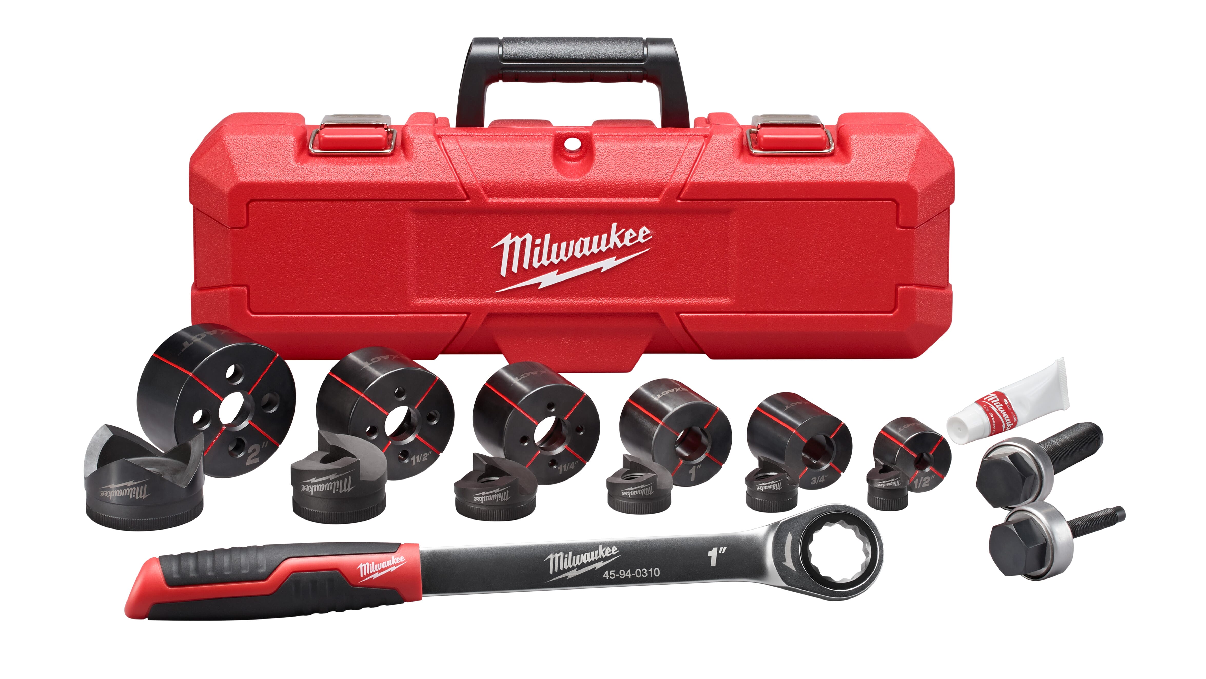 Milwaukee® M18™ Exact™ 49-16-2694 Knockout Punch Set, 10 ga Mild Steel Capacity, 1/2 to 2 in Conduit/Pipe, Mild Steel
